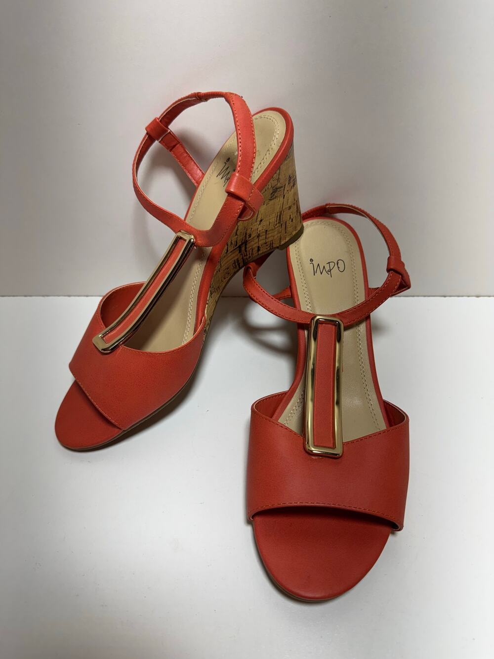 Women’s IMPO Vivette Coral Gold Wedge Sandals Shoes Sz 10 M Casual